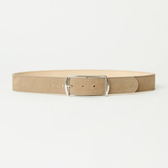 320. B-LOW THE BELT RIVER NUBUCK BELT Leather Taupe Silver $188 NWOT XS - Picture 1 of 4